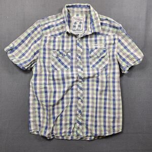 Authentic Trading Co Mens Shirt Large Urban Spirit Plaid Short Sleeve Button Up
